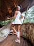 CORRUGATED shorts + belt GIFT "AMELIA" - light beige
